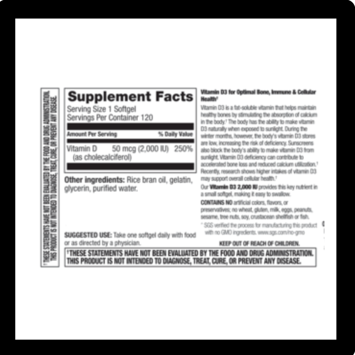 Sirona Nutrition Vitamin D3 2000 IU