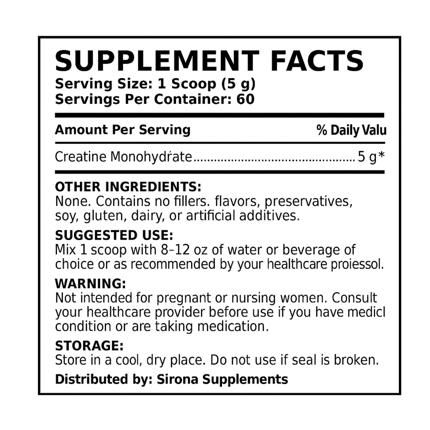 Sirona Nutrition Pure Creatine monohydrate