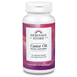 Heritage Castor Oil, Veg Cap , Unflvored (Btl Plastic) 60C
