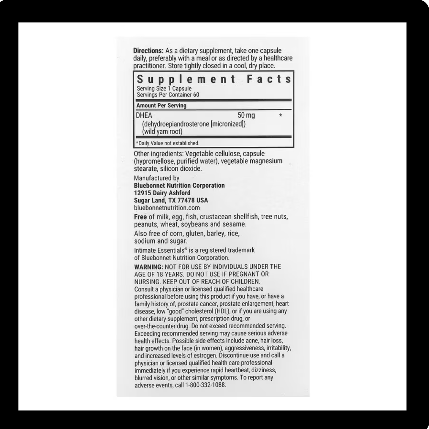 Bluebonnet Nutrition DHEA 50mg