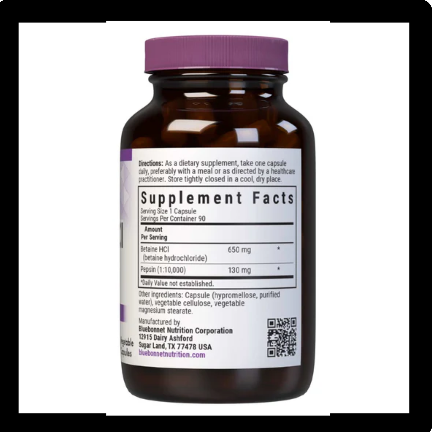 Bluebonnet Nutrition Betaine HCl Plus Pepsin