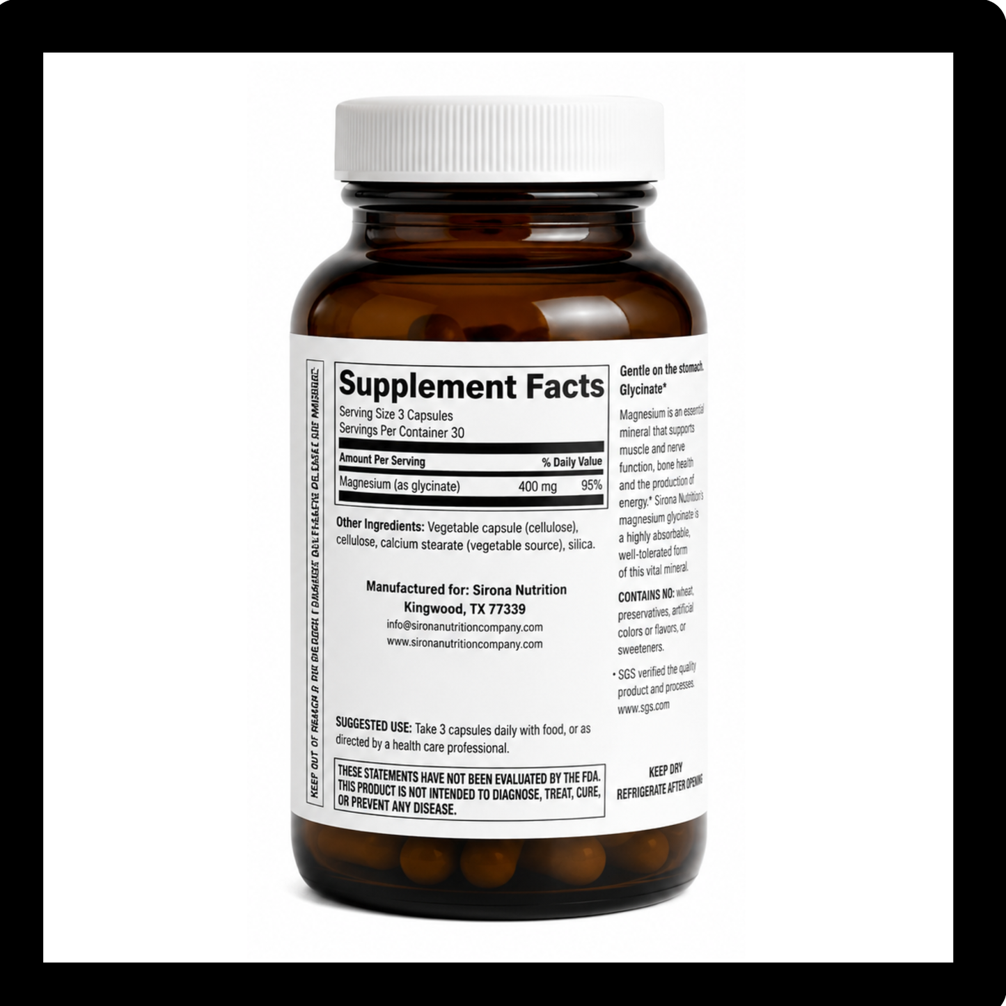 Sirona Nutrition Magnesium Glycinate 400mg
