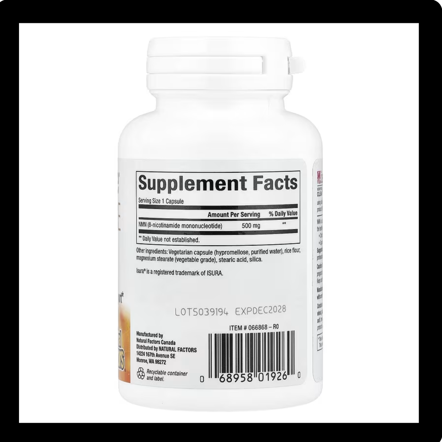Natural Factors RegenerLife NMNSurge NAD+ Boost 500 mg